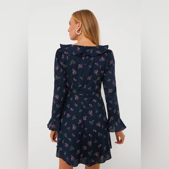 HYACINTH HOUSE Navy Floral Ruffle Neck Norah Mini Dress NWT - Picture 4 of 15